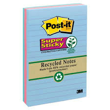 3M Post-it notes super collantes colorées lignées 125 x 200 mm (pack de 2)  3M