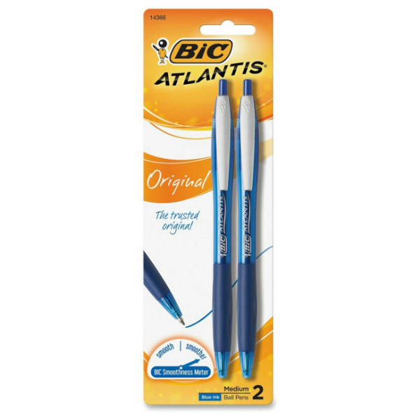Bic Atlantis Medium Blue Ink 2 Pack (SKU 1070593344)