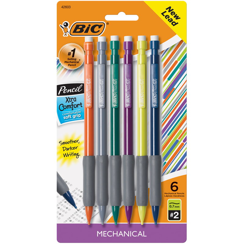 Bic Xtra Comfort Mechanical Pencils #2 0.7Mm - 6 Pk (SKU 1044758147)