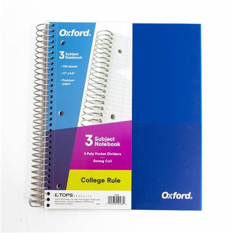 Oxford 3 Subject Notebook Poly Pocket (SKU 1143661428)