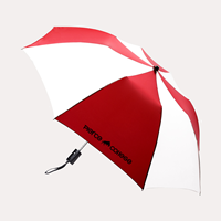 Umbrella 44" Red Wh Double Canopy Auto Fold